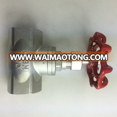 Dn25 Female NPT Threaded Globe Valve with Red Handle Wheel