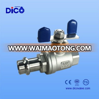 Stainless Steel Press Ball Valve with Butterfly Handle