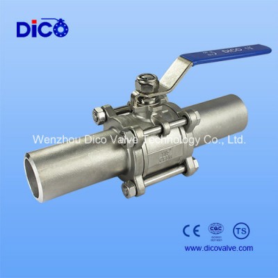 3PC Extended Body Butt-Welding Ss316 Ball Valve 1000psi