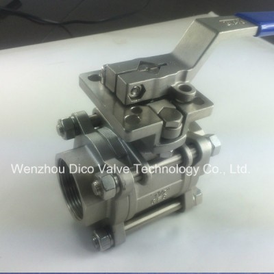 3PC Ball Valve with Mounting Pad Full Bore Threaded