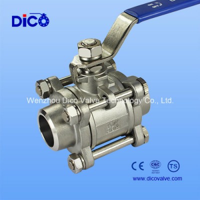 Industrial Grade Butt Welding 3 Pieces Ball Valve